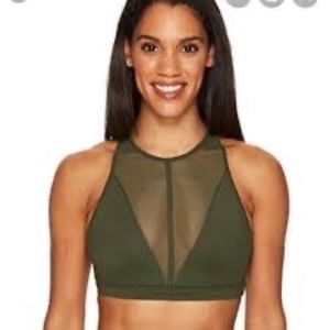 Alo Yoga Green Empower High Neck Mesh Sports Bra